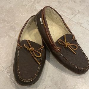 Mens size 13 LLBEAN shearling lined moccasins loafer slippers